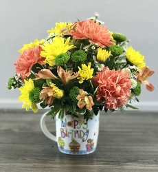 Blooming Birthday Mug Flower Power, Florist Davenport FL